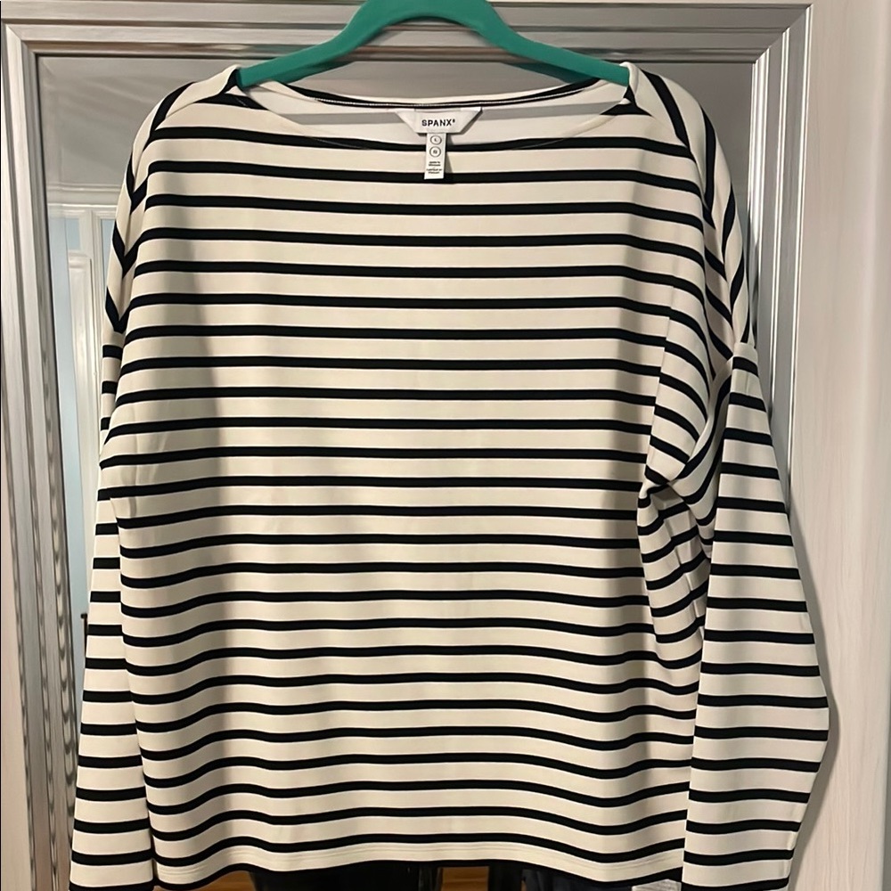 Spanx Black and White Striped Top